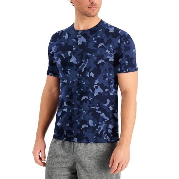 Id Ideology Mens Mens Birdseye Printed Training T-Shirt, MultiColor, small blue - Picture 1 of 4